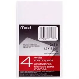 White Memo Pads – 3 x 5 Inches, 50 Sheets per Pad, 4-Pack