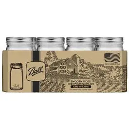 Wide-Mouth Mason Jars with Smooth Sides – Quart Size, 12-Pack