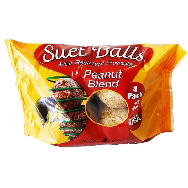 Wildlife Sciences Peanut Blend Suet Balls – 4-Pack Energy-Rich Treat