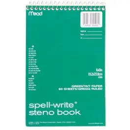 Wirebound Spell-Write Steno Notebook – 6″ x 9″, 80-Sheet College-Ruled