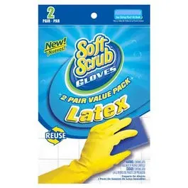 Yellow Latex Exam Gloves – Flocked Lining, Large Size, 2-Pair Pack