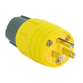 Yellow Watertight Plug, 2-Pole, 15-Amp, 125-Volt Rating